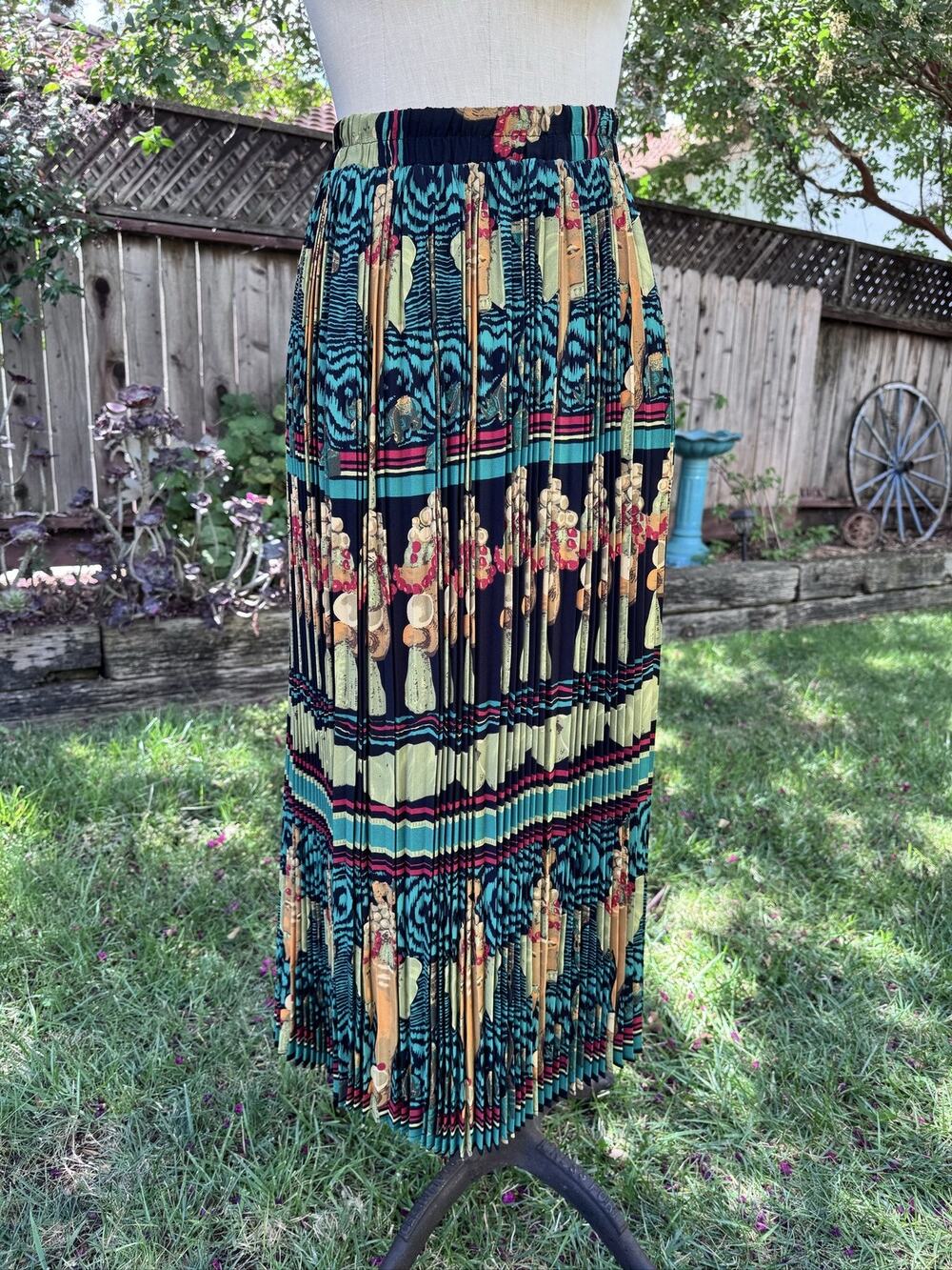 Vtg 80’s Marsha Brander For Componix Abstract Pleated Maxi Skirt Women's Small